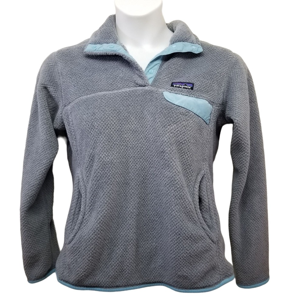 Patagonia M Synchilla Pullover Fleece Jacket Gray Blue Re Tool Snap T Waffle Wea